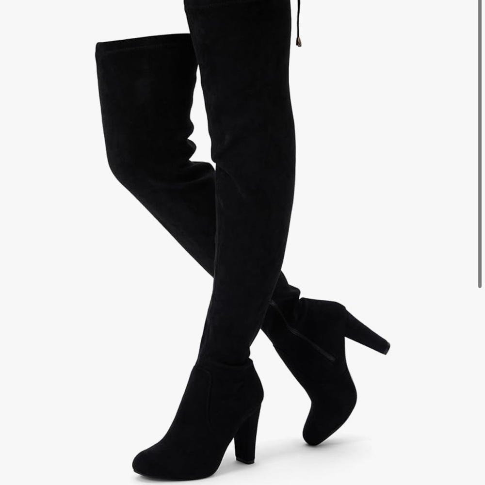 Suede thigh high boots